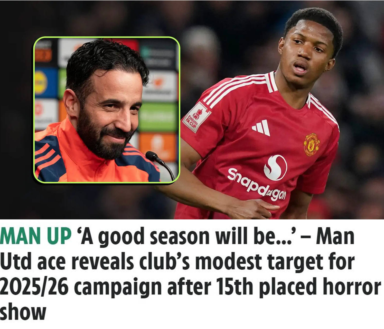 迪亚洛：曼联新赛季目标是打入英超前五 祝拉什福德好运